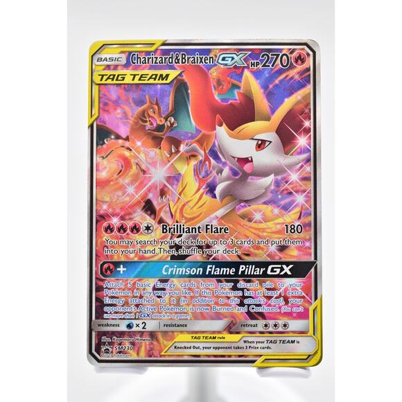 pokemon cards charizard and braixen Charizard & Braixen GX SM230 Black Star Promo Holo Card Pokémon Sun & Moon  LP/MP